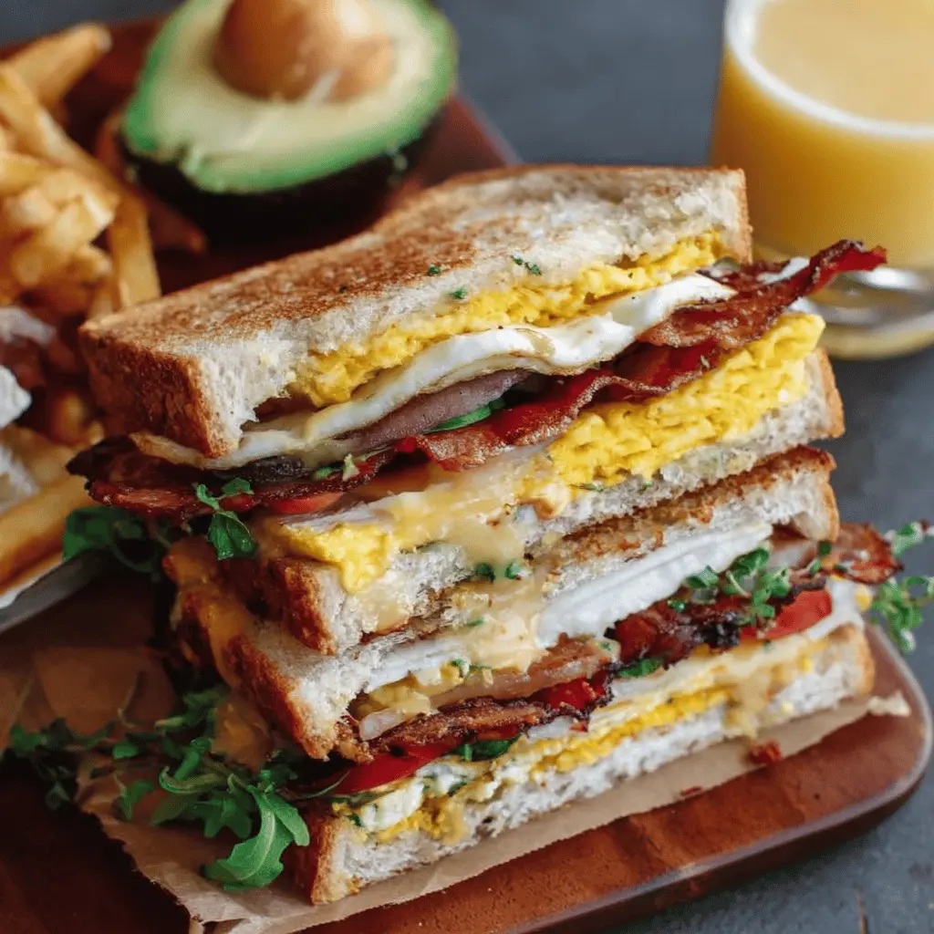 Breakfast Club Sandwich: Indulgent Turkey Bacon & Chicken Ham Delight