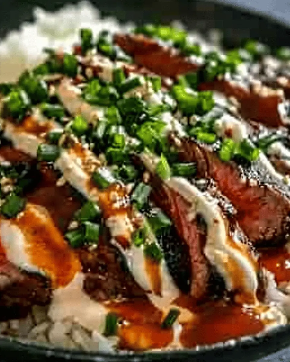 Korean BBQ Steak Rice Bowls with Spicy Cream Sauce: Best Homemade Delight