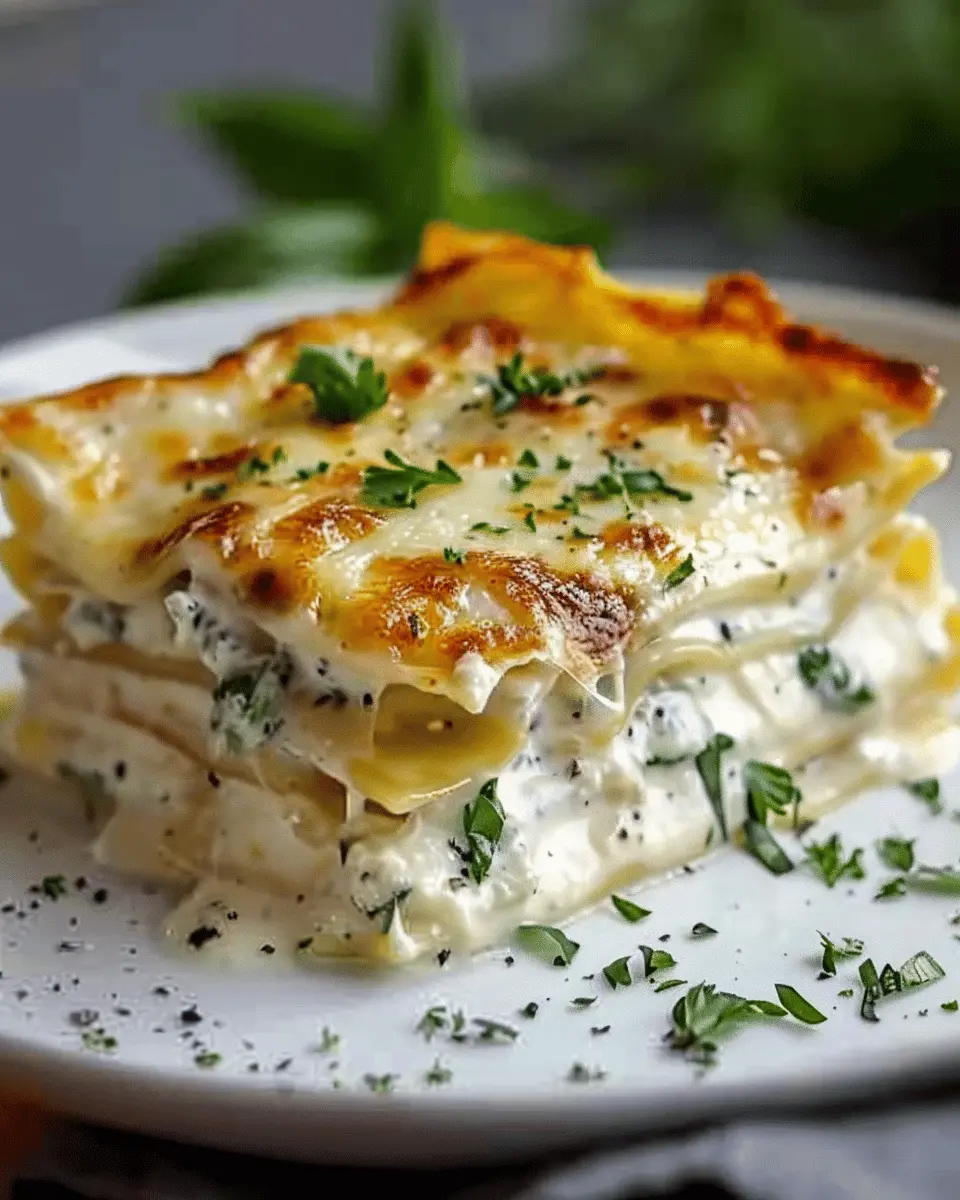 Creamy White Lasagna Delight with Turkey Bacon and Chicken Ham