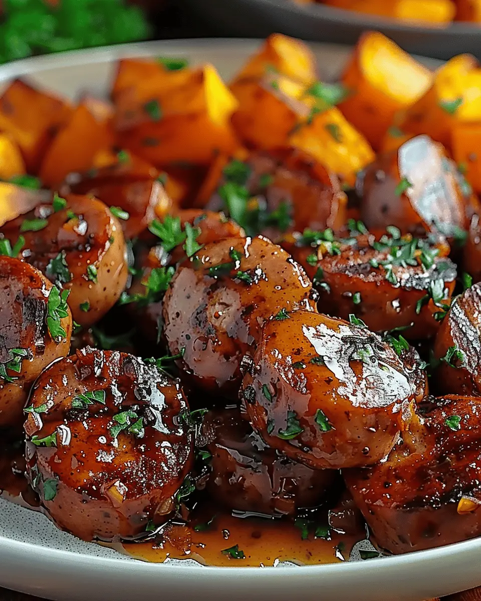 Sausage and Sweet Potatoes with Honey Garlic Sauce – Easy Delight