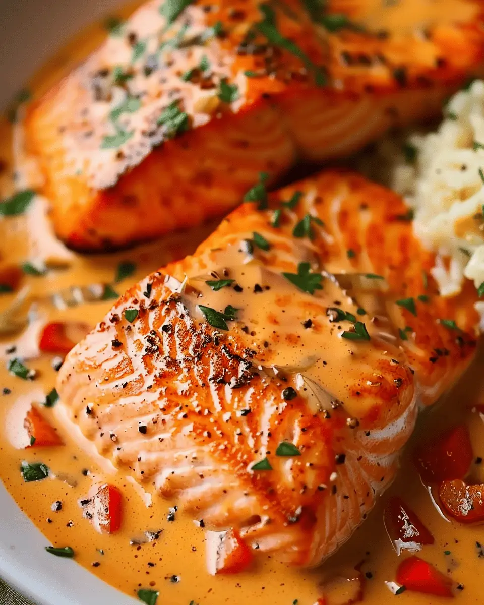 Creamy Roasted Red Pepper Salmon Recipe