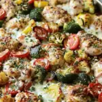 Cheesy Chicken Veggie Sheet Pan Dinner