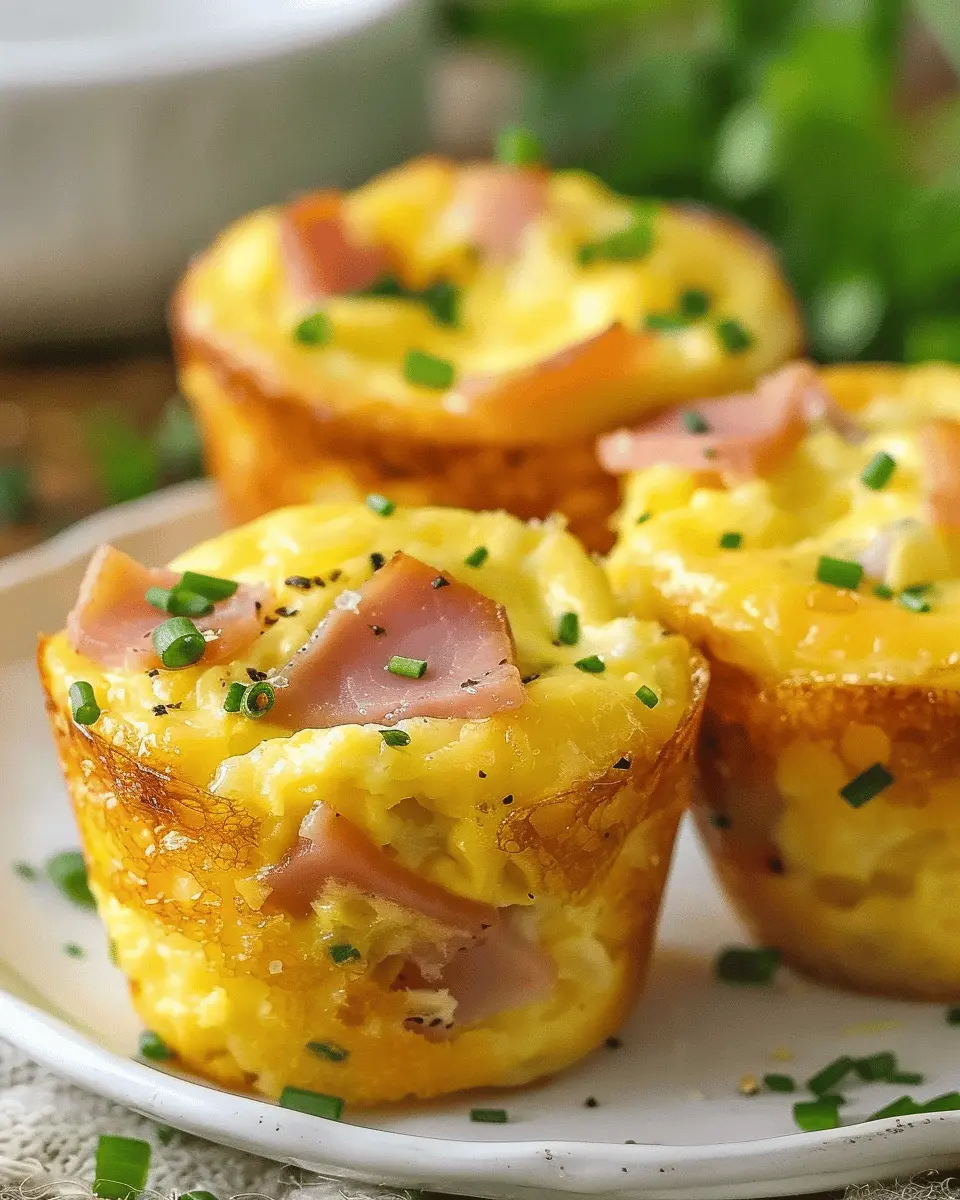 Ham and Cheese Egg Muffins with Turkey Bacon and Chicken Ham Easy Recipe