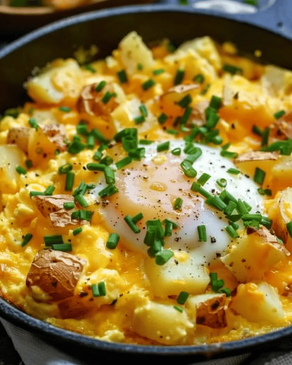 Cheesy Potato Egg Scramble with Turkey Bacon for a Cozy Breakfast