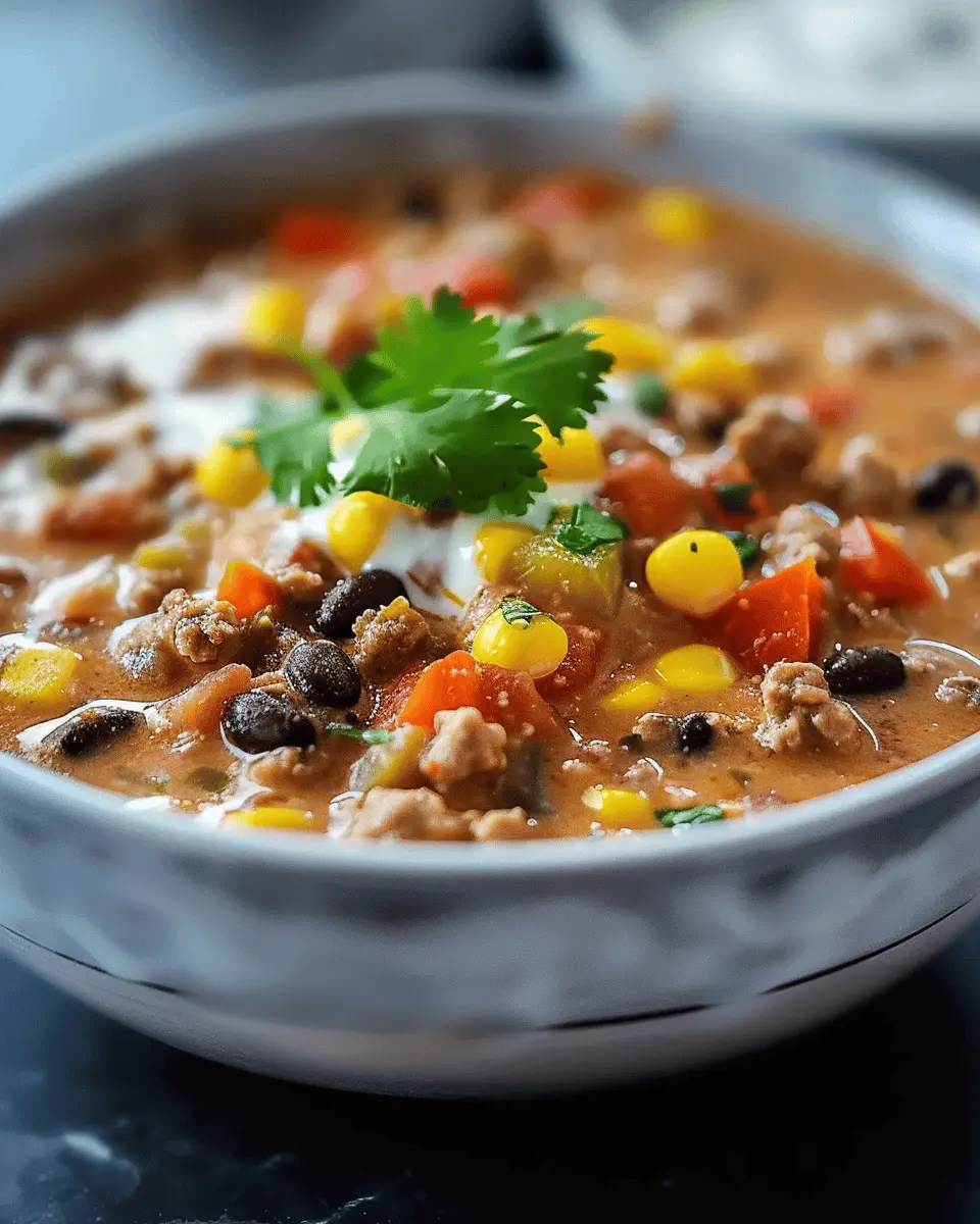 High Protein Creamy Taco Soup with Savory Turkey Bacon Twist