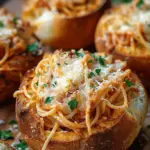 Spaghetti Garlic Bread Bowls