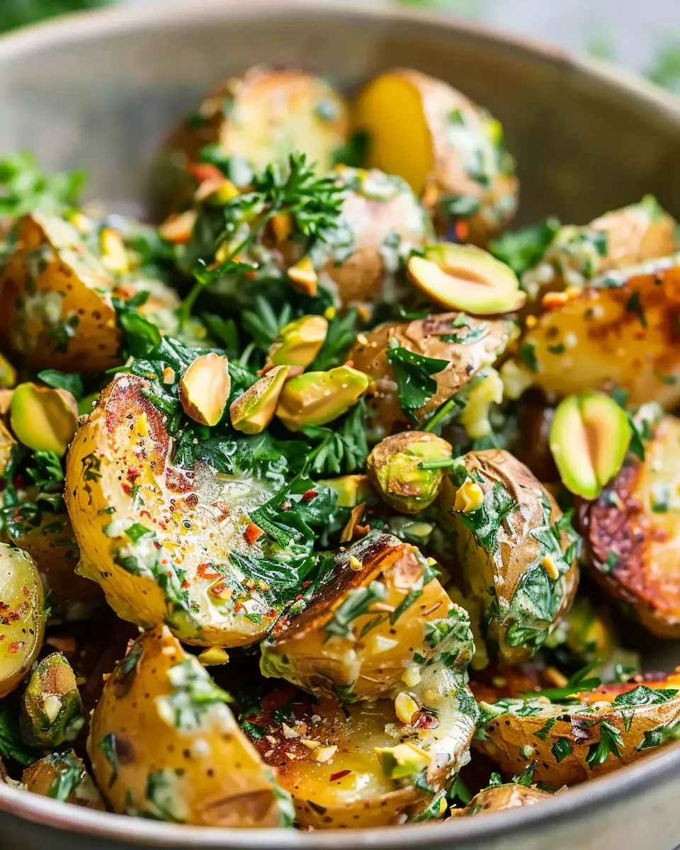 Roasted Potato Salad with Pistachios and Herb Dressing Delight