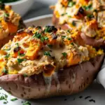 Chicken Pot Pie Stuffed Sweet Potatoes