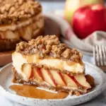 Apple Crisp Cheesecake with Cinnamon Apples and Oatmeal Crumble Recipe