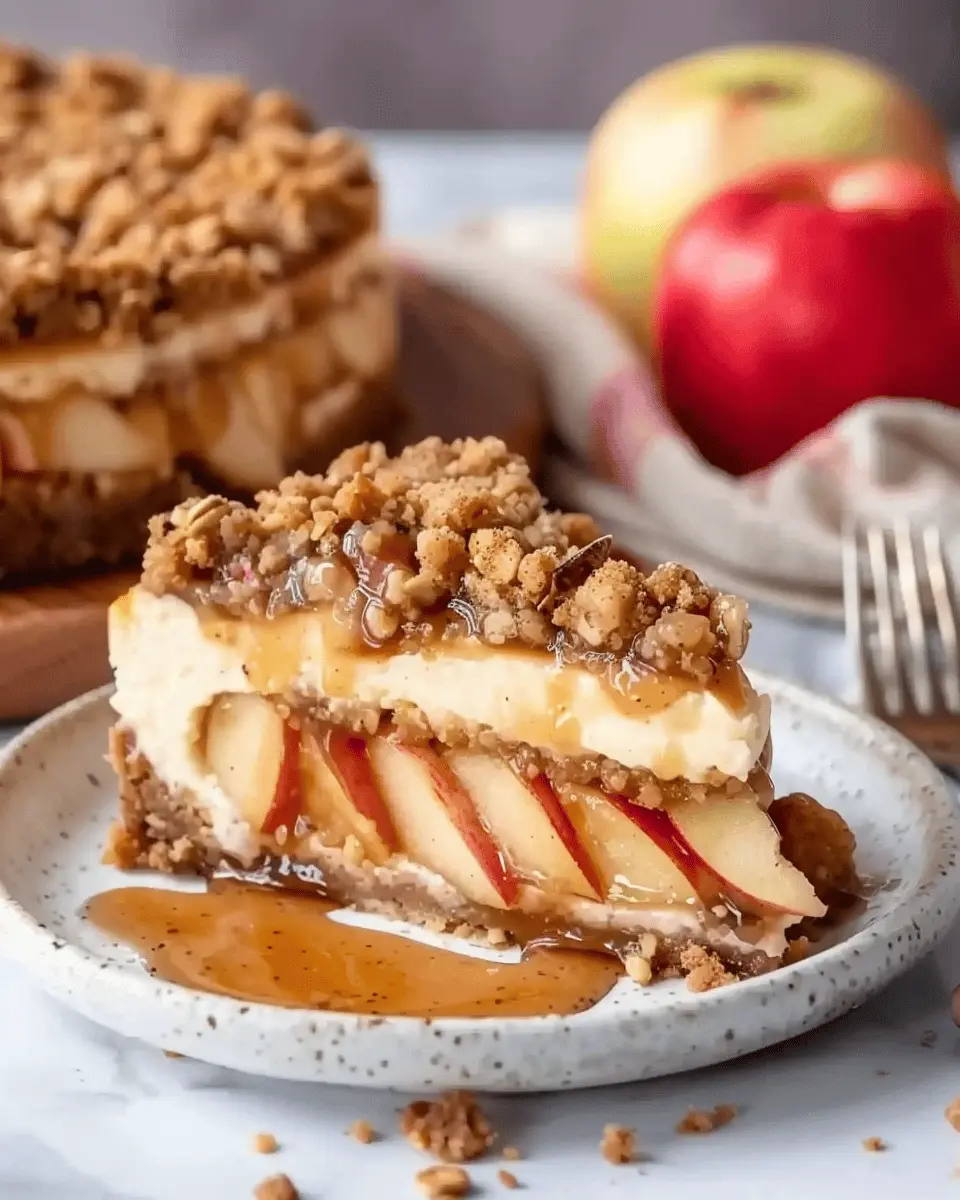 Apple Crisp Cheesecake: Indulgent Recipe with Cinnamon Apples and Oatmeal Crumble