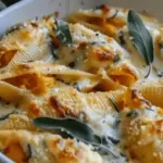Pumpkin & Gouda Stuffed Shells With Brown Butter & Sage Alfredo Sauce