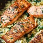 One Skillet Salmon with Lemon Orzo