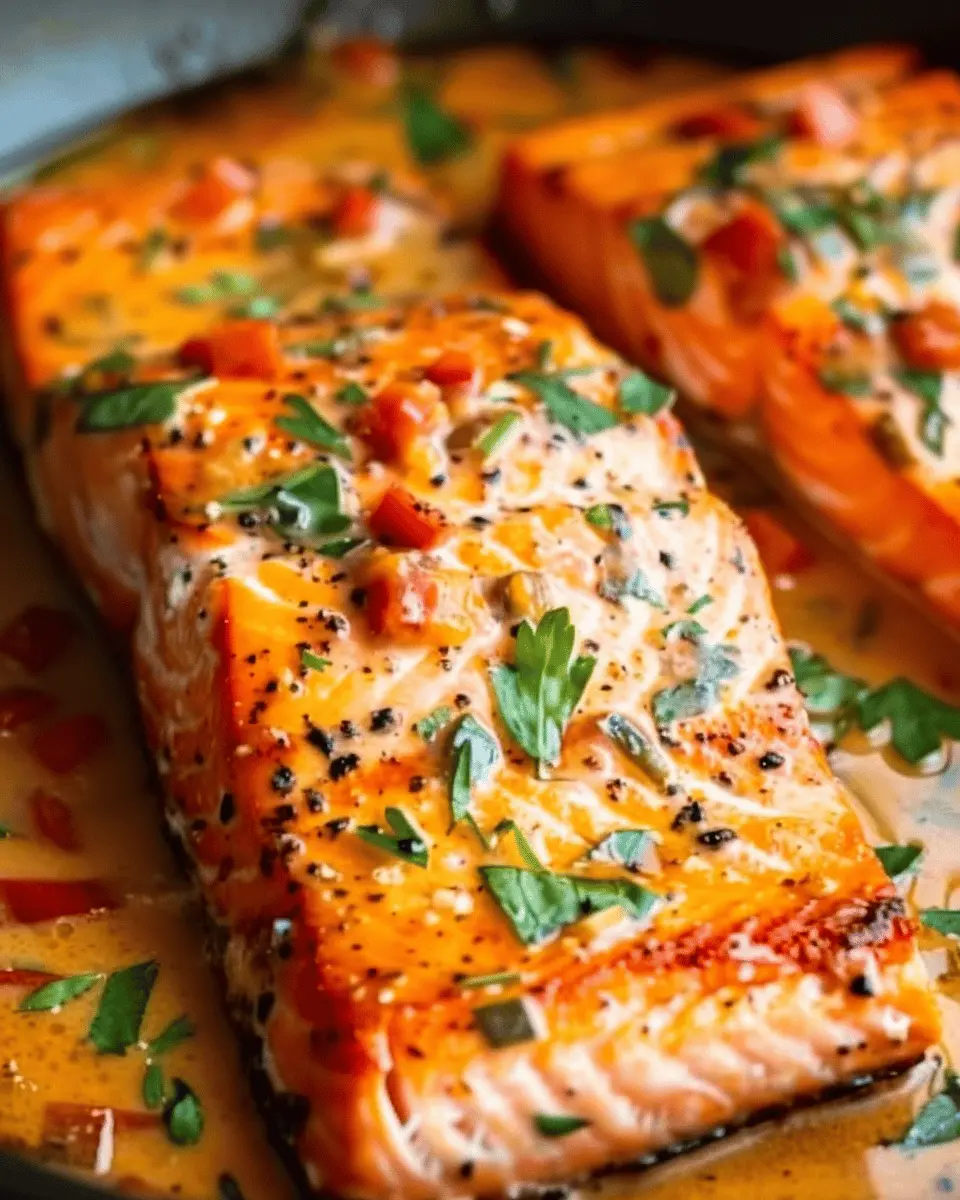 Creamy Roasted Red Pepper Salmon Recipe