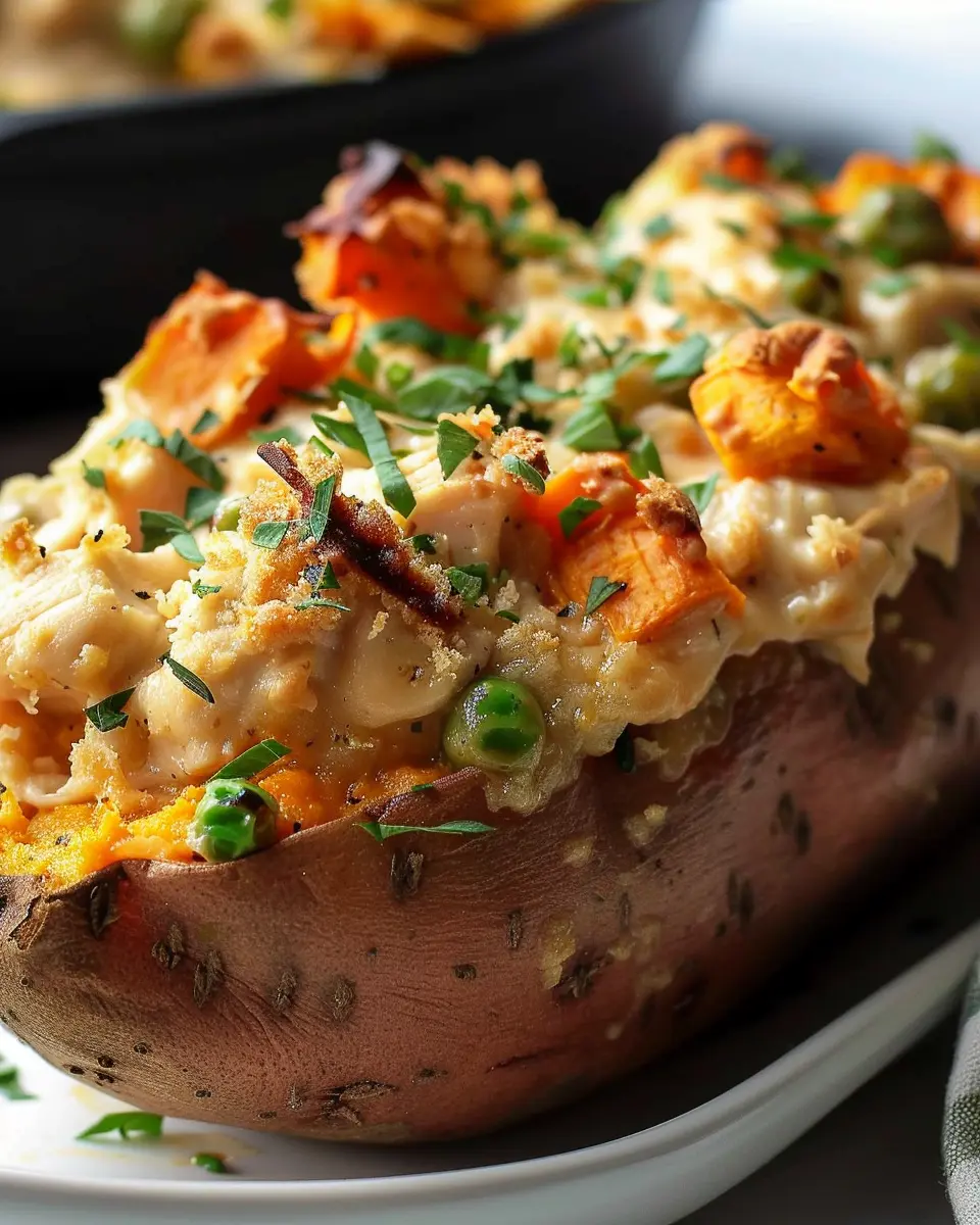 High-Protein Chicken Pot Pie: Indulgent Stuffed Sweet Potatoes