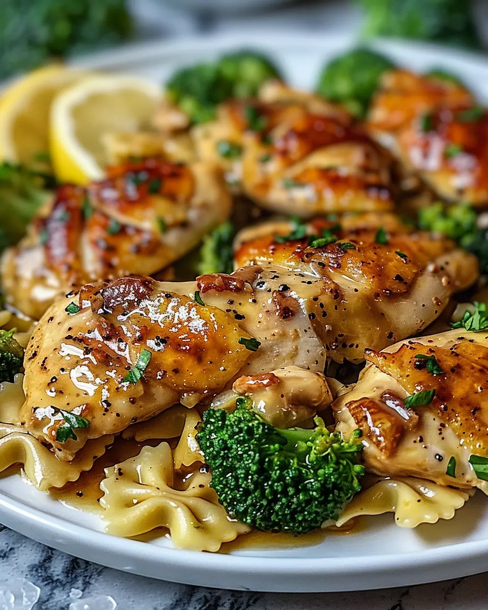 Cowboy Butter Lemon Bowtie Chicken with Broccoli Recipe