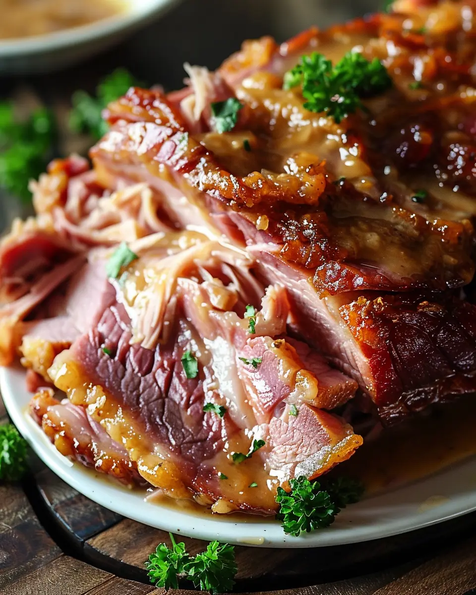 Slowcooker Creamy Mustard Pulled Chicken Ham for Easy Comfort Food