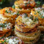 Roasted Garlic Parmesan Potato Stacks