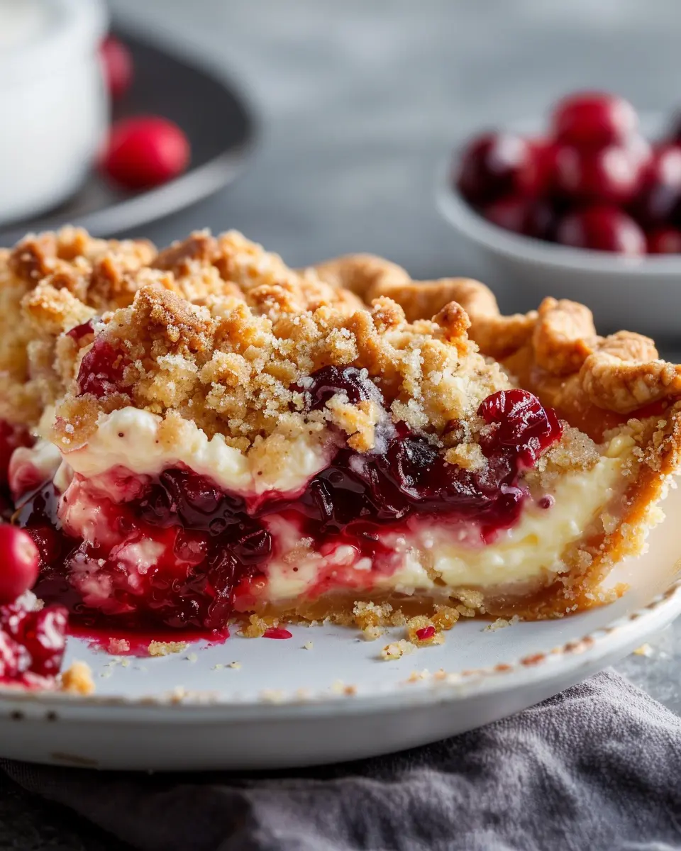 Cranberry Cream Cheese Crumb Pie