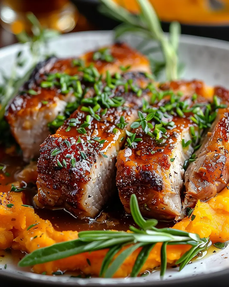 Apple Cider Pork with Mashed Sweet Potatoes Recipe