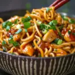Sticky Garlic Chicken Noodles Recipe