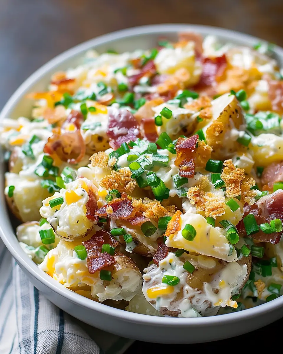 Loaded Baked Potato Salad: A Delicious Twist with Turkey Bacon