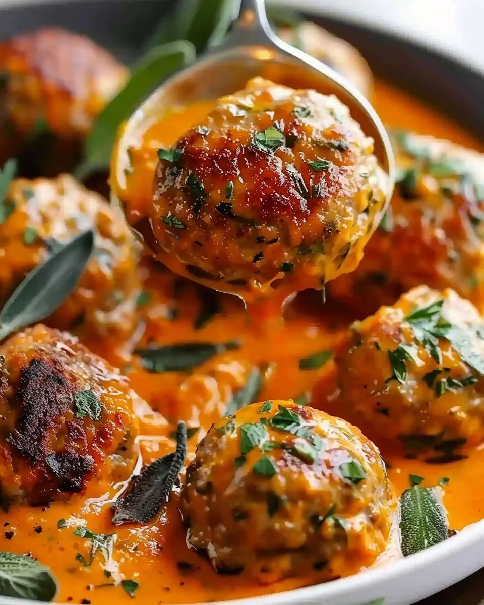 Easy Turkey Meatballs in Pumpkin Sage Sauce