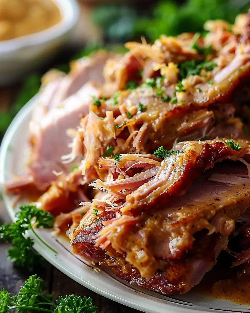 Slowcooker Creamy Mustard Pulled Chicken Ham: A Comforting Delight