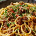 Cajun Beef Spaghetti in Creamy Three