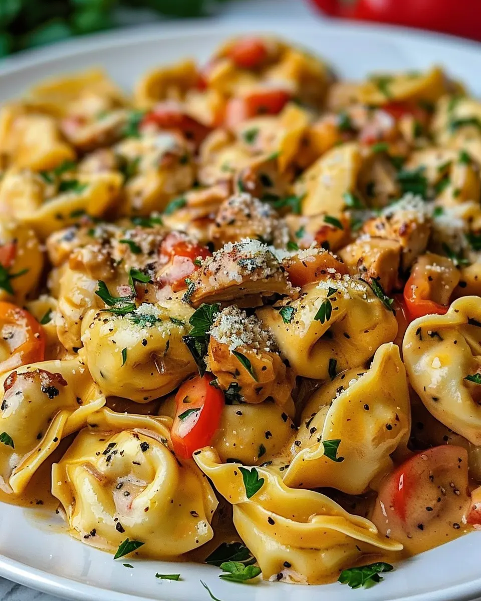 Cowboy Butter Garlic Chicken Tortellini with Juicy Fire-Roasted Peppers