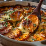 Garlic Scalloped Sweet Potatoes