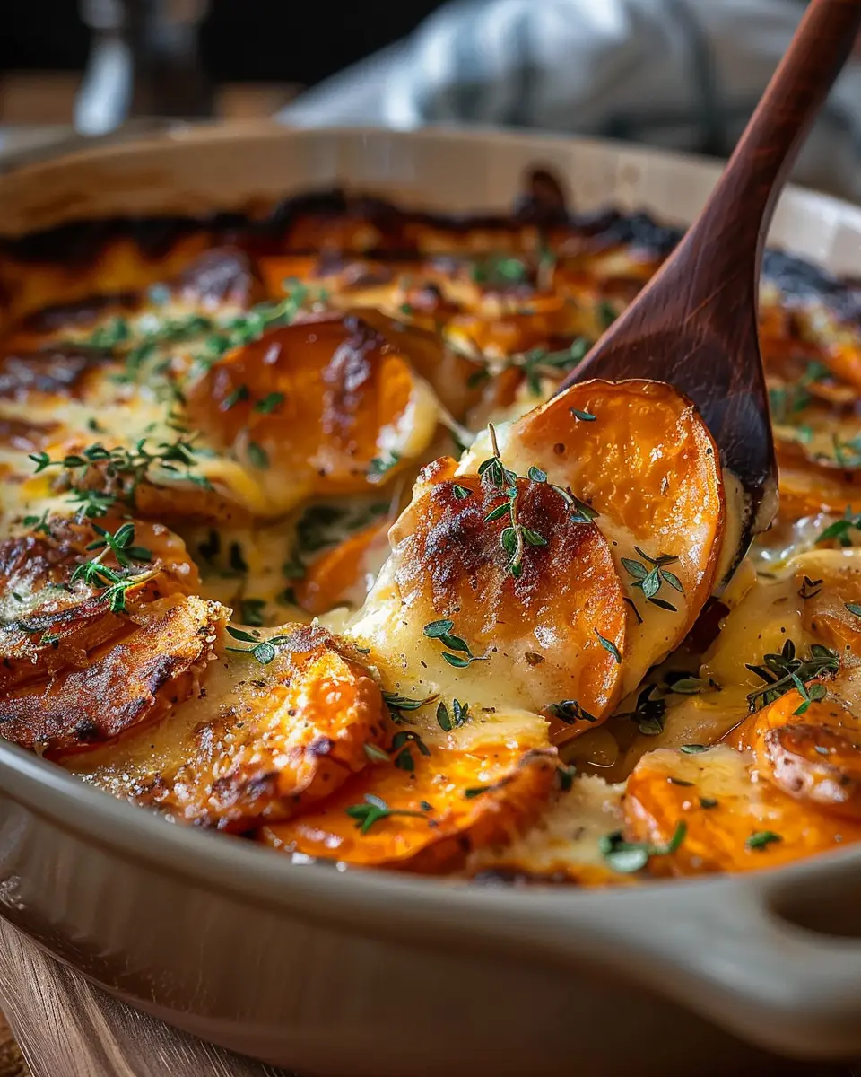Garlic Scalloped Sweet Potatoes