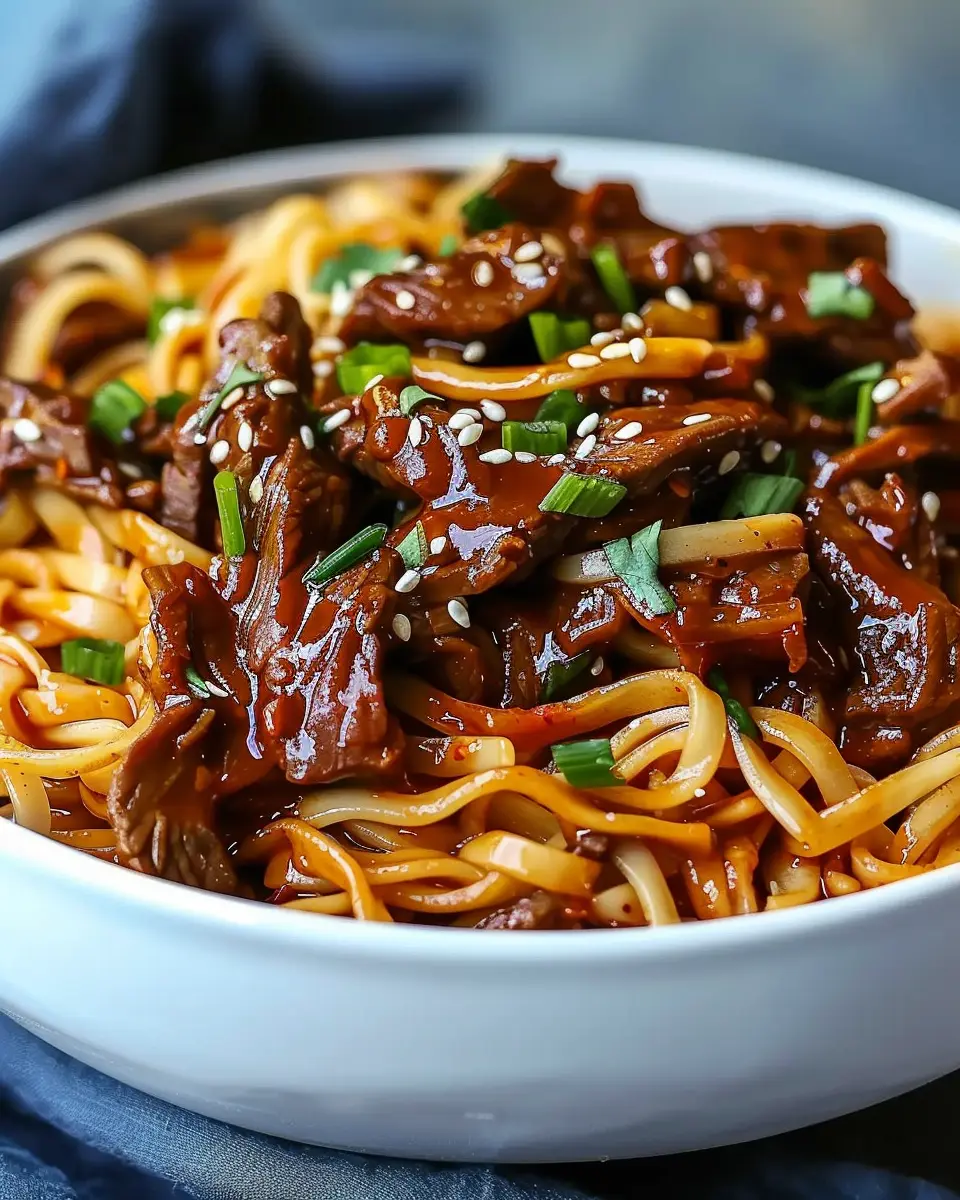 Slow Cooker Korean Beef Noodles Recipe