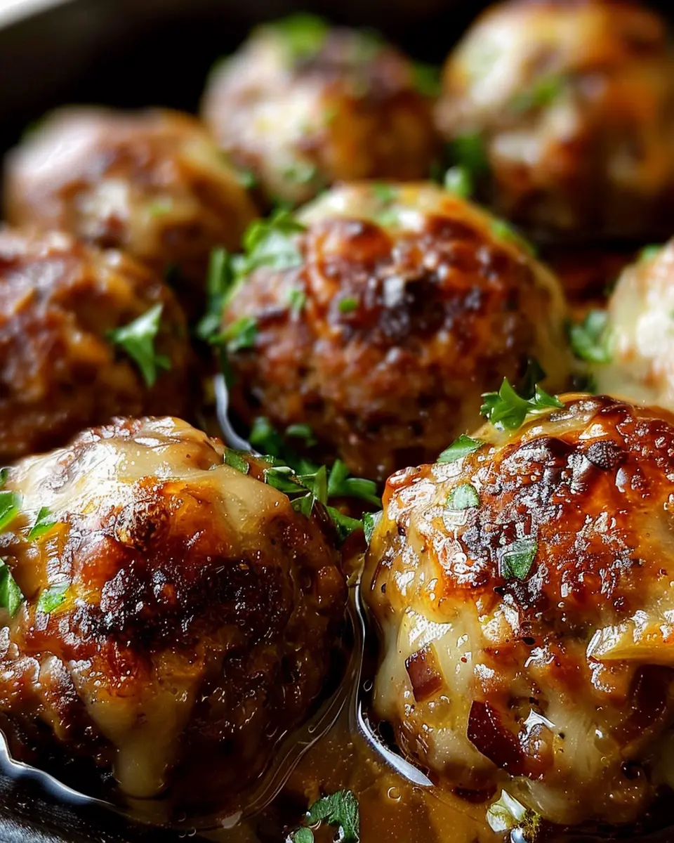 Crockpot French Onion Meatballs: Juicy Turkey Bacon Delights