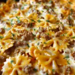 Cajun Cream Cheese Alfredo Bowties with Spiced Ground Beef