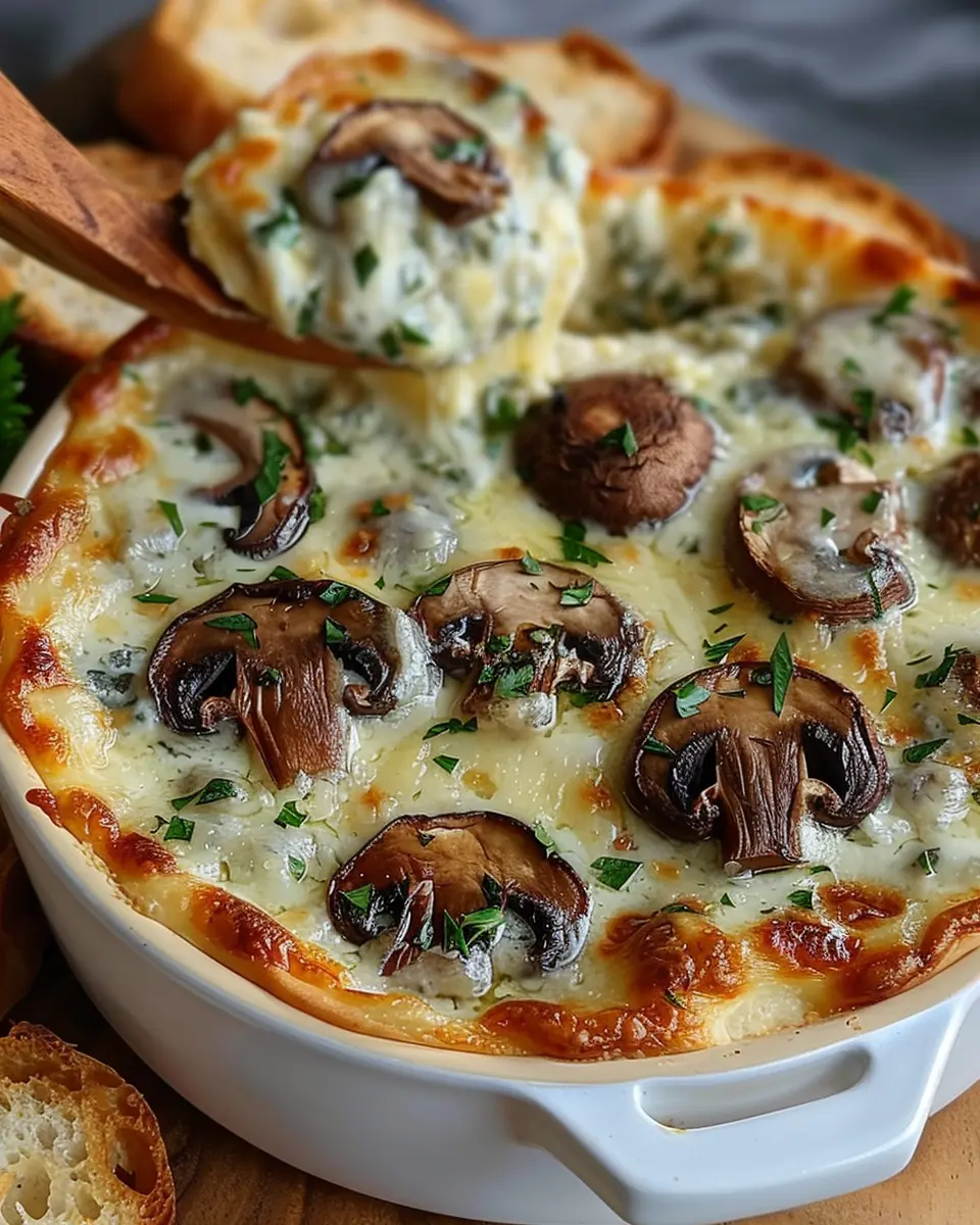 Stuffed Mushroom Dip: Indulgent Flavor with Turkey Bacon Delight
