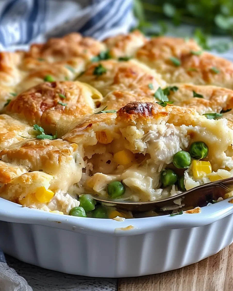Easy Chicken Cobbler Dinner Casserole with Turkey Bacon Delight