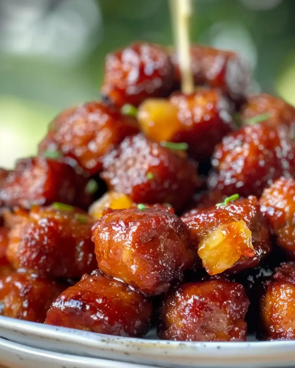 Pineapple Brown Sugar Mississippi Lil’ Smokies Bites with Turkey Bacon