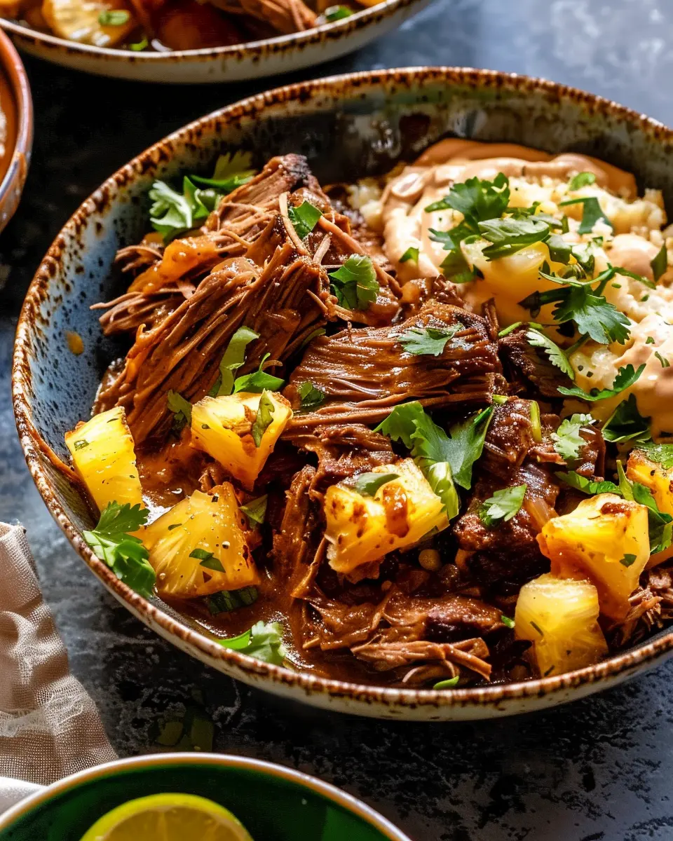 Crockpot Chipotle Pineapple Pot Roast Bowl