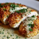 Parmesan Crusted Chicken with Creamy Garlic Sauce – Easy Family Dinner Recipe