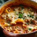 Simple Lasagna Soup with Sausage and Ground Beef