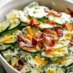Creamy Cucumber Salad with Bacon and Cheese