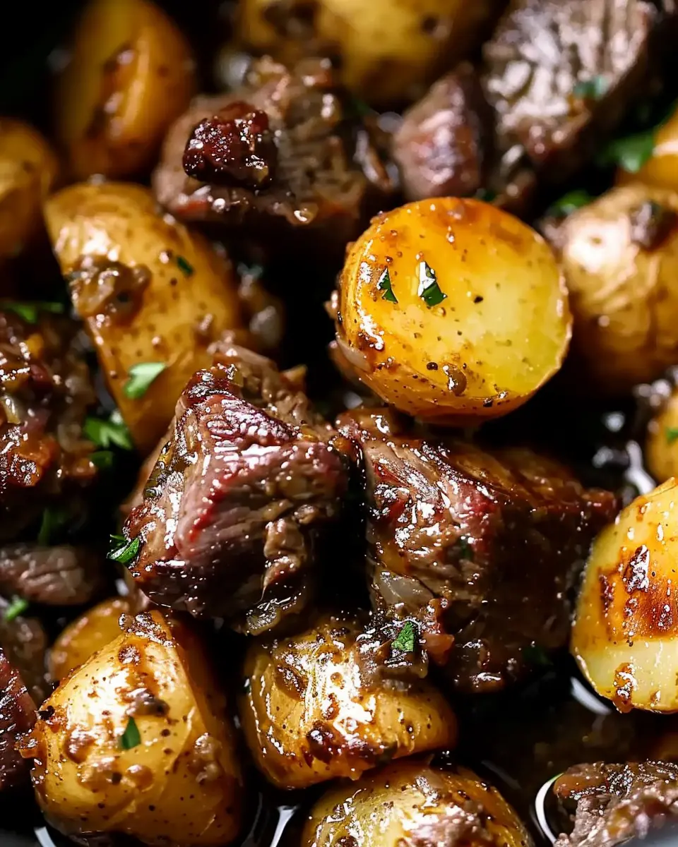 Crockpot Garlic Butter Beef Bites with Potatoes