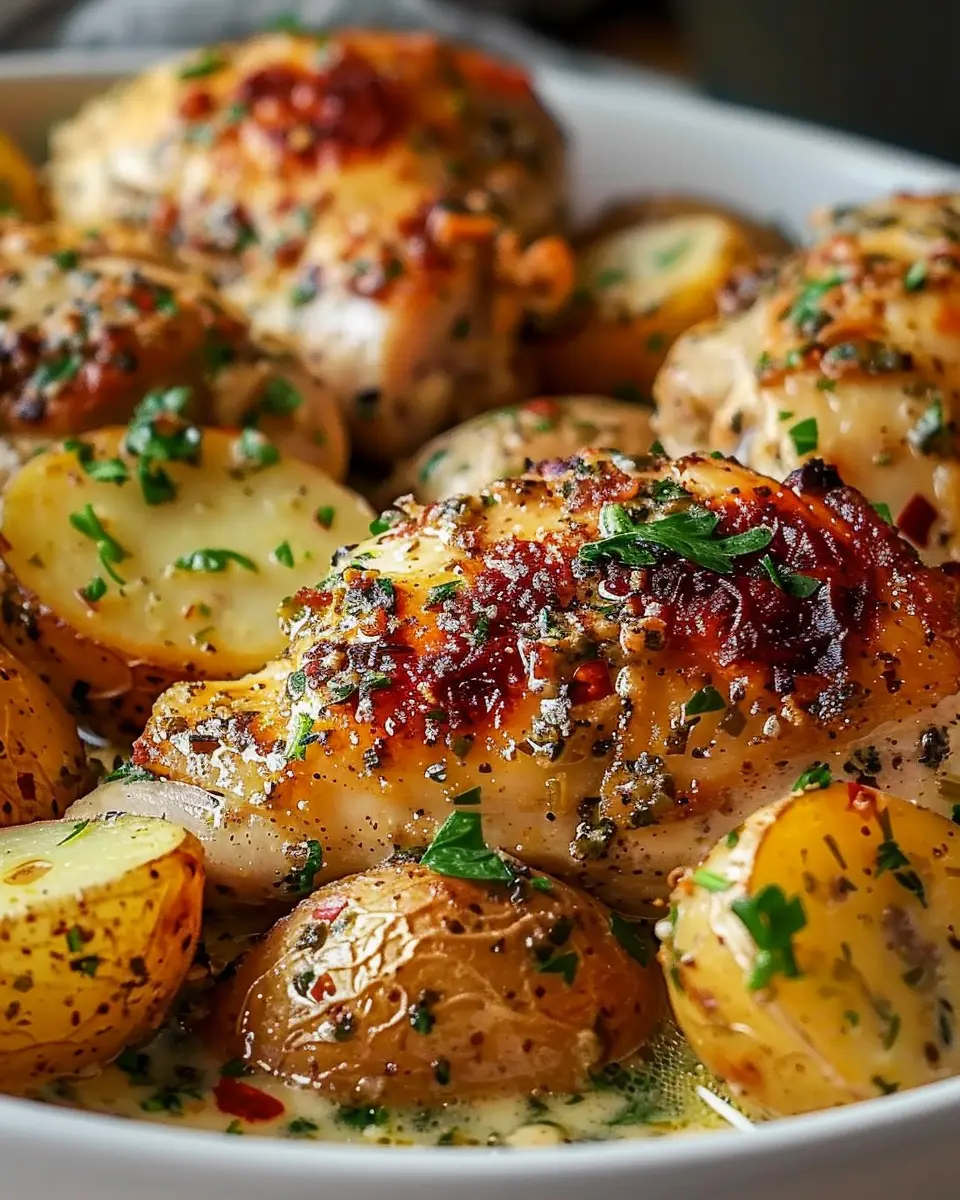 Crockpot garlic parmesan chicken and potatoes
