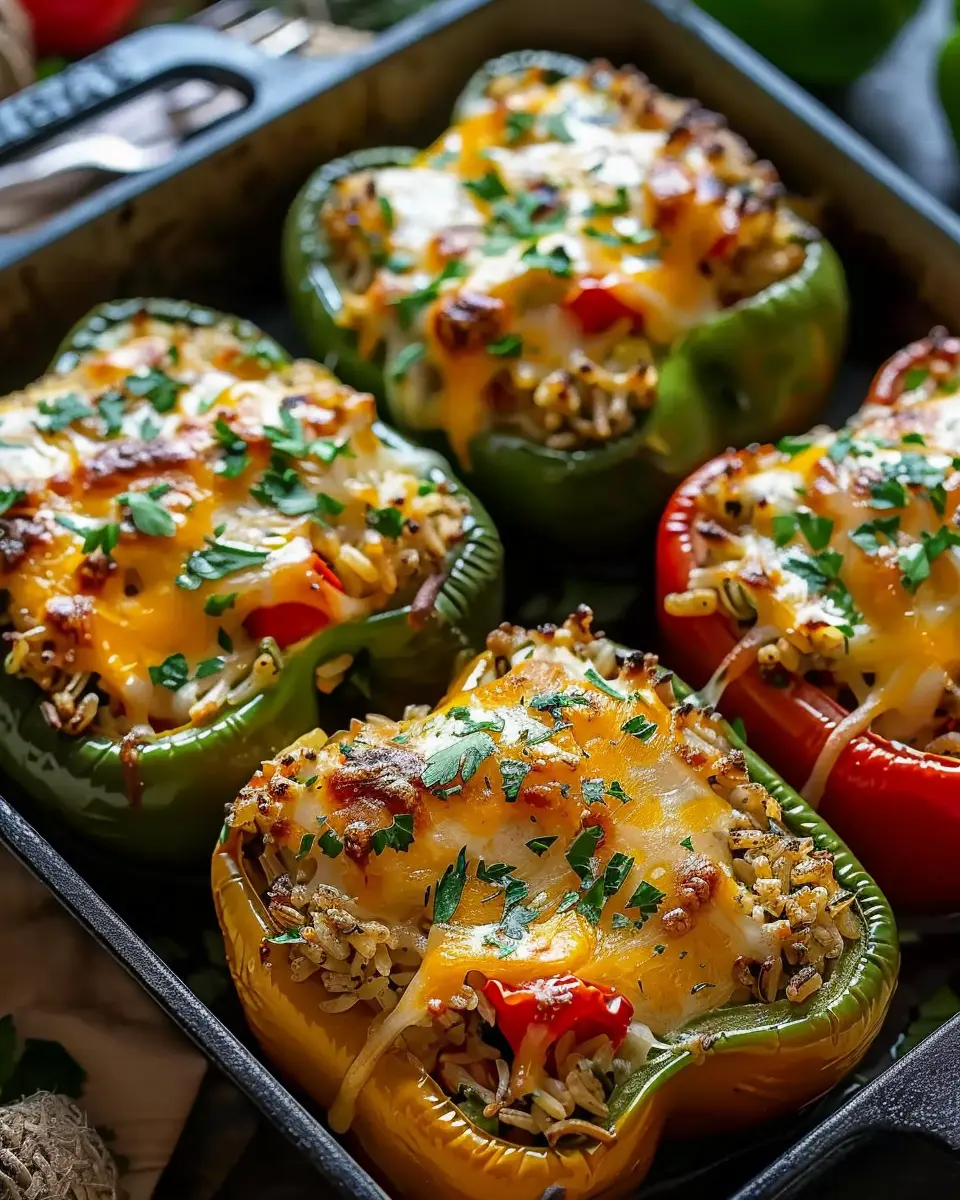 Easy Vegetarian Stuffed Bell Peppers with Rice
