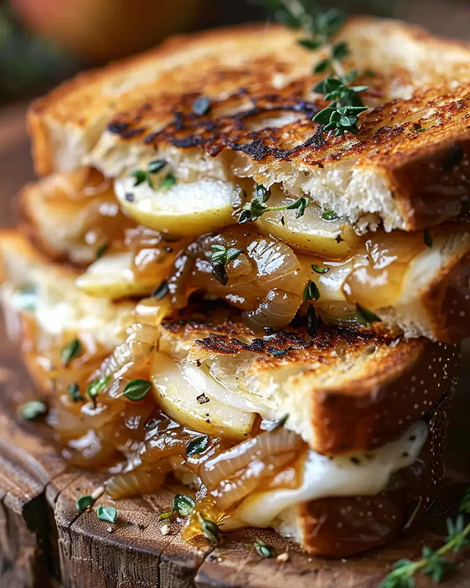 Pear &amp; Apple Grilled Cheese: Quick Delight with Caramelized Onions