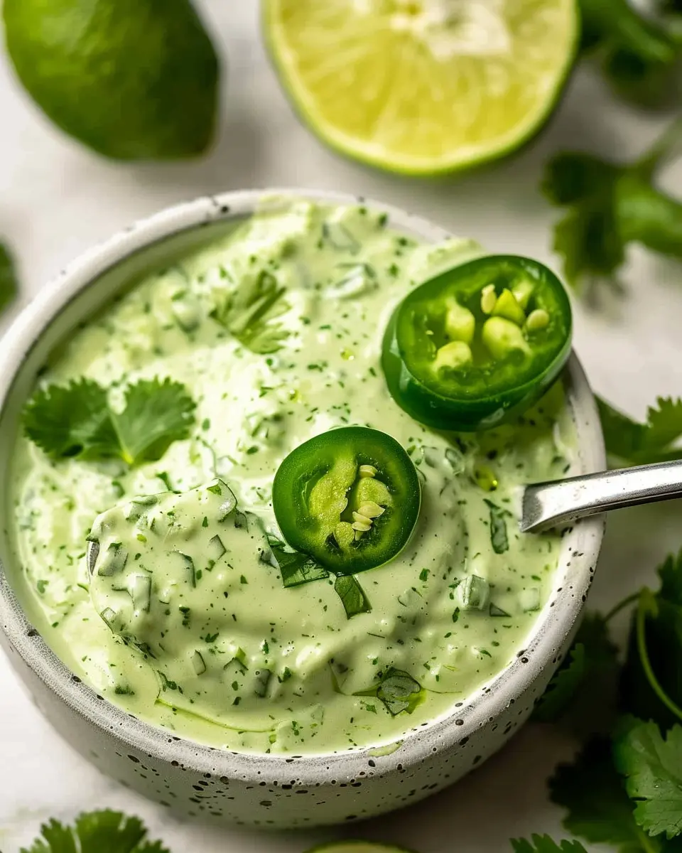 Creamy Cilantro Garlic Sauce With Jalapeños & Limes